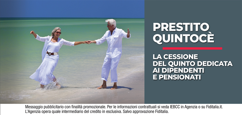 Agenzia Michele Passerini Fiditalia | Rovigo, Ferrara | Cessione del Quinto Quintocè - Un consulente dedicato per i progetti di dipendenti e pensionati. Messaggio pubblicitario con finalità promozionale. Per le informazioni contrattuali si veda IEBCC in Agenzia o su Fiditalia. it. L’Agenzia opera quale intermediario del credito in esclusiva. Salvo approvazione Fiditalia.